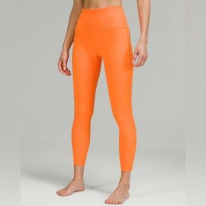NWT Lululemon wunder under HR tight 25” Orange Soda Size 8
